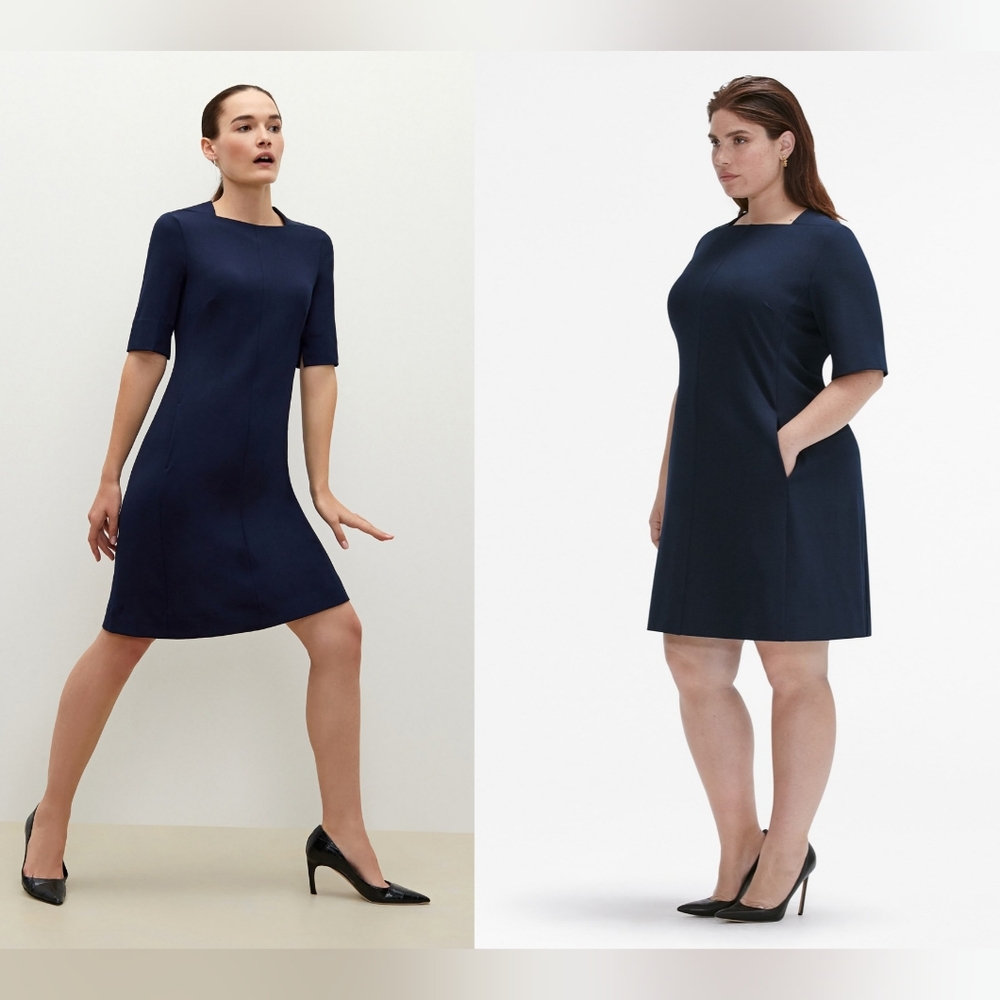 M.M. Lafleur Galaxy Blue Emily Stretch Dress Sz 10 Half Sleeve NWOT